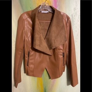 Bagatelle Collection faux leather drape jacket